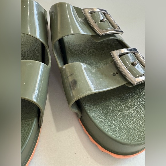 Zaxy Partner lii slides green size 8 jelly strap Arizona style big buckle - Picture 6 of 9
